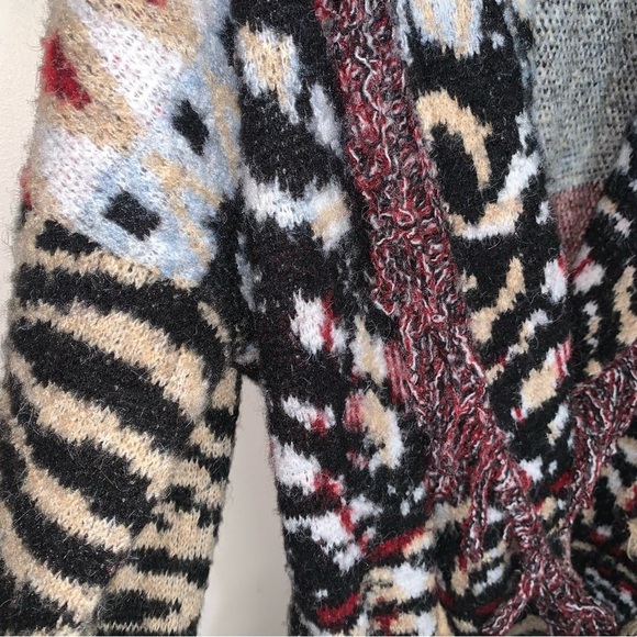 Anthropologie Paloma Fringed Cardigan Animal Print Fringe XL - Picture 11 of 15